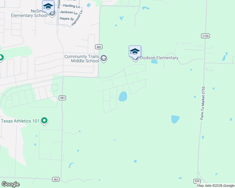 map of restaurants, bars, coffee shops, grocery stores, and more near 11281 County Road 483 in Lavon