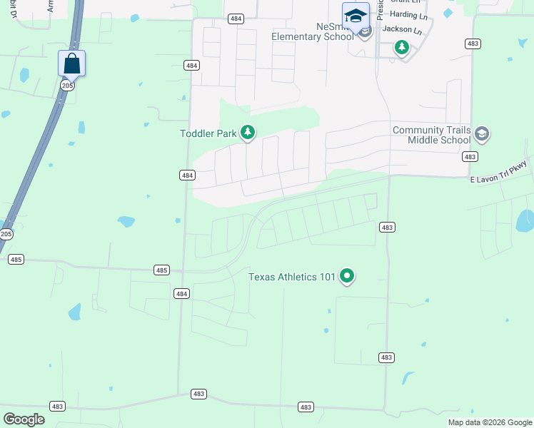 map of restaurants, bars, coffee shops, grocery stores, and more near 10865 County Road 484 in Lavon