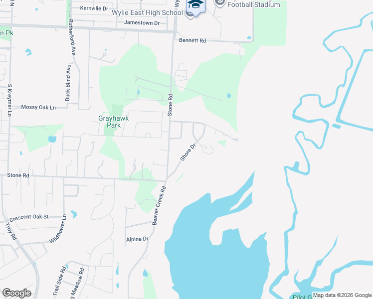 map of restaurants, bars, coffee shops, grocery stores, and more near 521 Shore Drive in Wylie