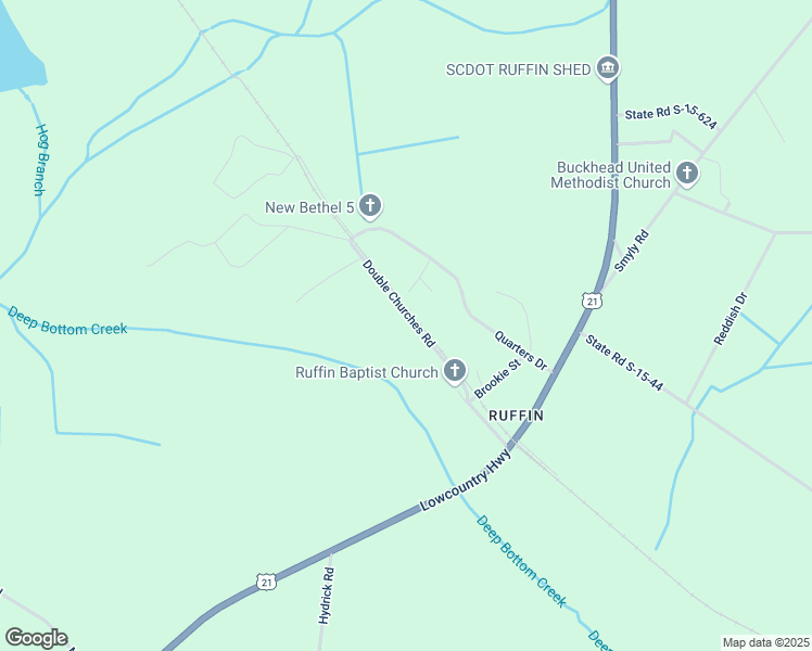 map of restaurants, bars, coffee shops, grocery stores, and more near 327 Double Churches Road in Colleton County