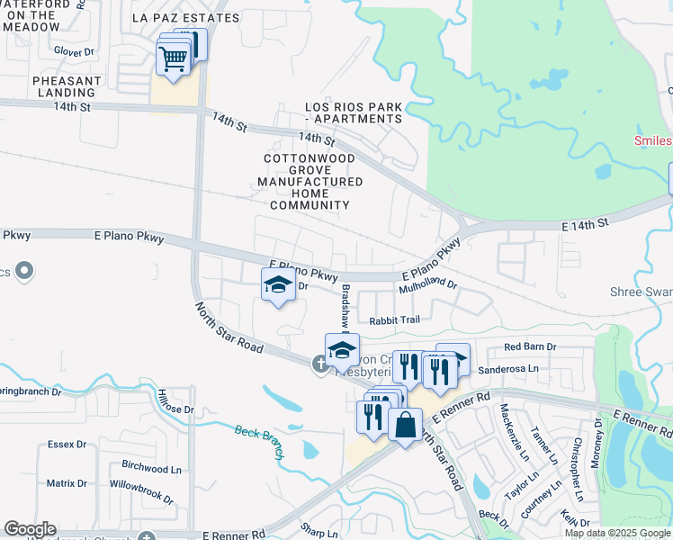 map of restaurants, bars, coffee shops, grocery stores, and more near 800 Aplatan Lane in Plano