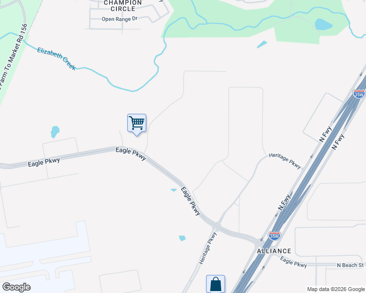 map of restaurants, bars, coffee shops, grocery stores, and more near 2665-2891 Eagle Parkway in Fort Worth