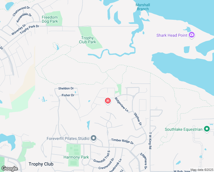 map of restaurants, bars, coffee shops, grocery stores, and more near 313 Tenison Trail in Trophy Club