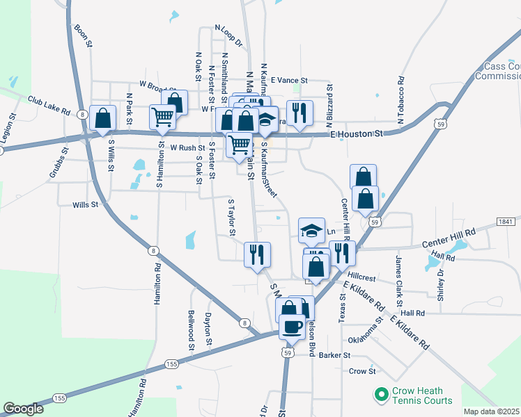 map of restaurants, bars, coffee shops, grocery stores, and more near 511 South Main Street in Linden