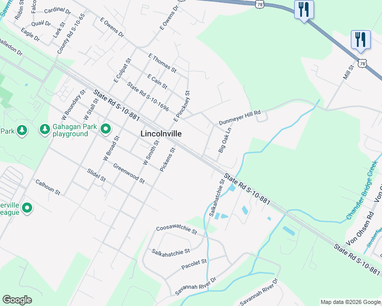 map of restaurants, bars, coffee shops, grocery stores, and more near 825 Lincoln Avenue in Lincolnville