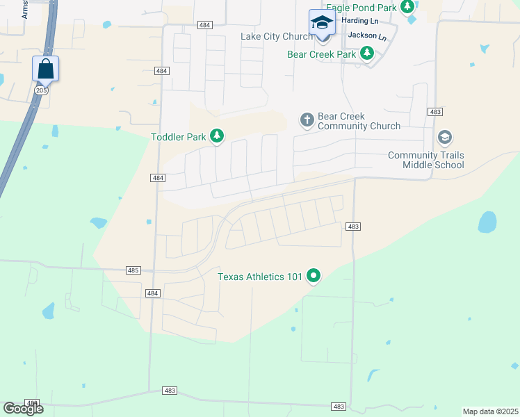 map of restaurants, bars, coffee shops, grocery stores, and more near 11160 County Road 483 in Lavon
