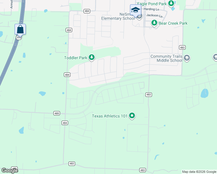 map of restaurants, bars, coffee shops, grocery stores, and more near 11160 County Road 483 in Lavon