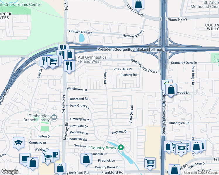 map of restaurants, bars, coffee shops, grocery stores, and more near 4312 Windhaven Lane in Dallas