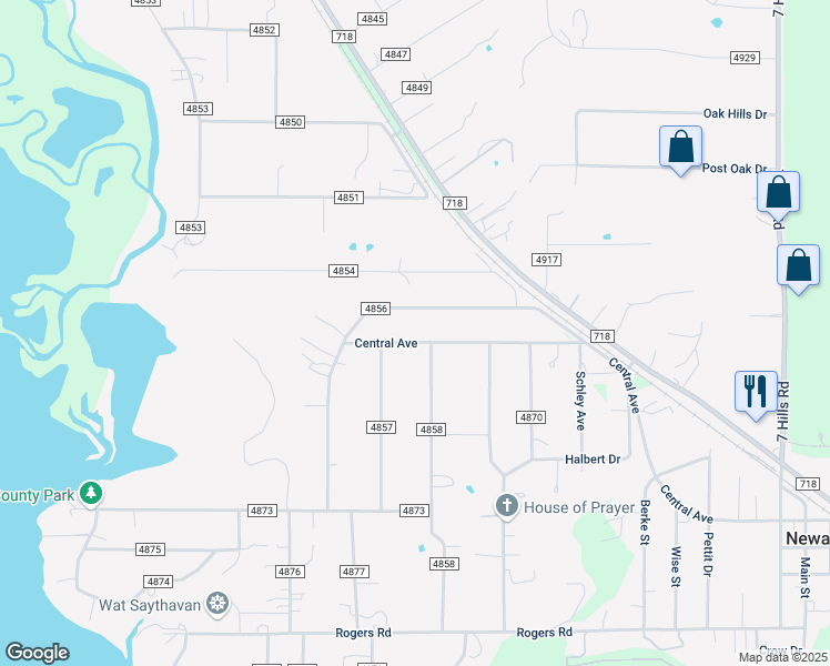 map of restaurants, bars, coffee shops, grocery stores, and more near 409 County Road 4856 in Newark
