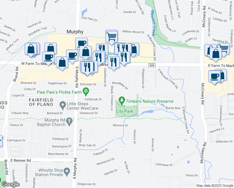 map of restaurants, bars, coffee shops, grocery stores, and more near 308 Sycamore Drive in Murphy