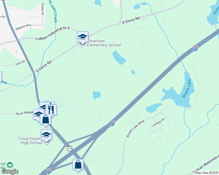 map of restaurants, bars, coffee shops, grocery stores, and more near 443 Cooley Road in LaGrange