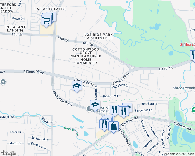 map of restaurants, bars, coffee shops, grocery stores, and more near 800 Aplatan Lane in Plano