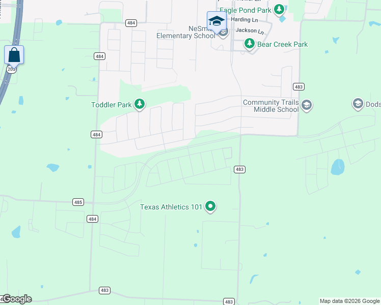 map of restaurants, bars, coffee shops, grocery stores, and more near 11160 County Road 483 in Lavon
