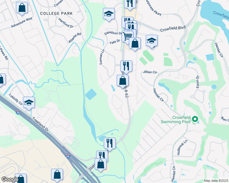 map of restaurants, bars, coffee shops, grocery stores, and more near 205 Gailmoor Drive in Ladson