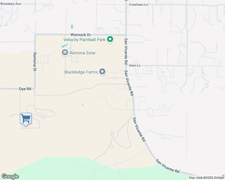 map of restaurants, bars, coffee shops, grocery stores, and more near 2411 San Vicente Road in Ramona