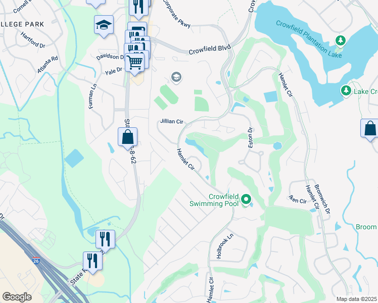 map of restaurants, bars, coffee shops, grocery stores, and more near 201 Hamlet Circle in Goose Creek