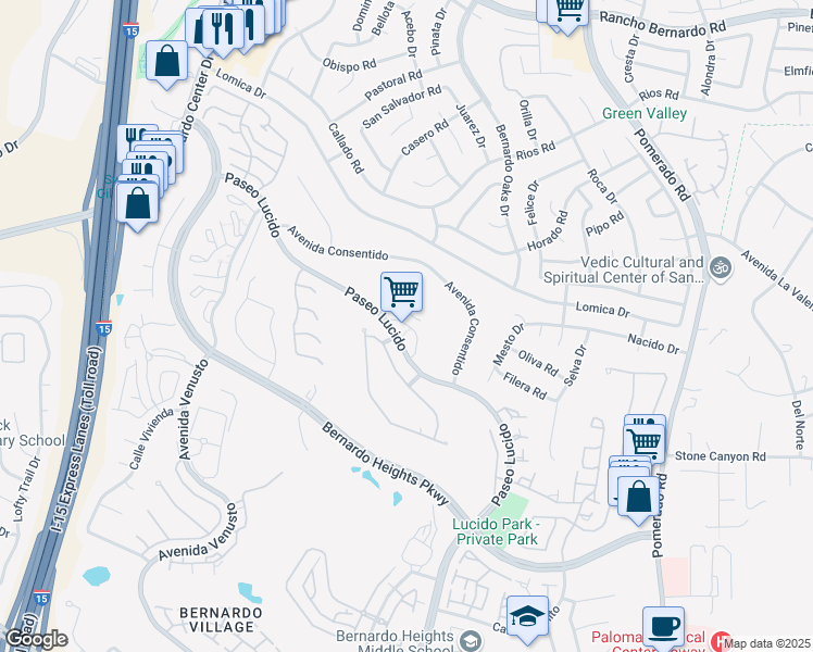 map of restaurants, bars, coffee shops, grocery stores, and more near in San Diego