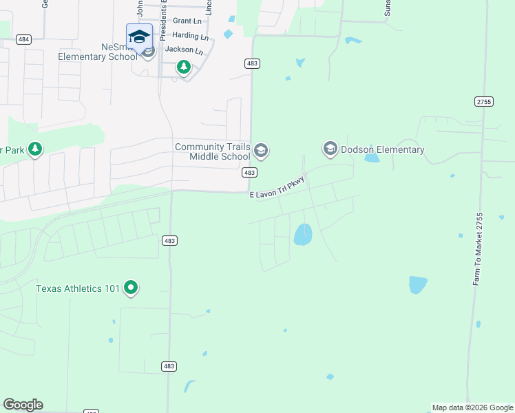 map of restaurants, bars, coffee shops, grocery stores, and more near 108 Millwood Road in Lavon