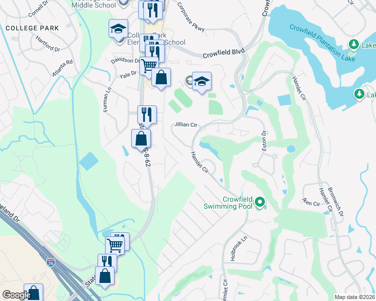 map of restaurants, bars, coffee shops, grocery stores, and more near 142 Jillian Circle in Goose Creek