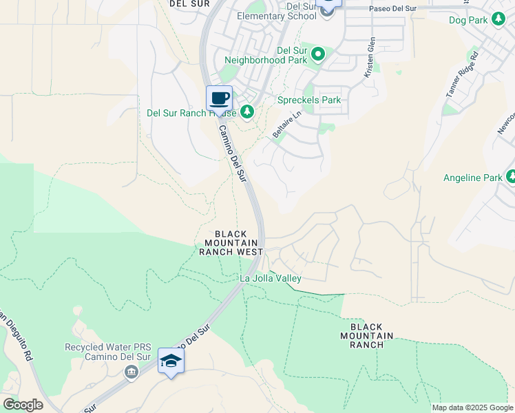 map of restaurants, bars, coffee shops, grocery stores, and more near 16196 Camino Del Sur in San Diego