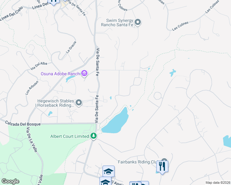 map of restaurants, bars, coffee shops, grocery stores, and more near 16422 Calle Feliz in Rancho Santa Fe