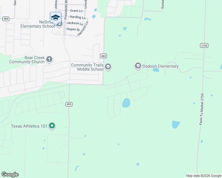 map of restaurants, bars, coffee shops, grocery stores, and more near 10694 County Road 483 in Lavon
