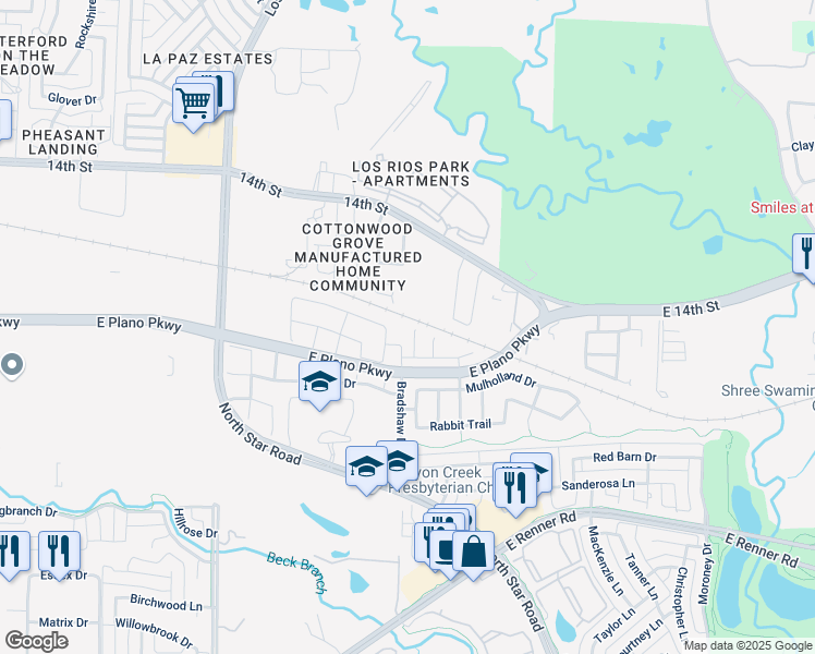 map of restaurants, bars, coffee shops, grocery stores, and more near 936 Brookville Court in Plano