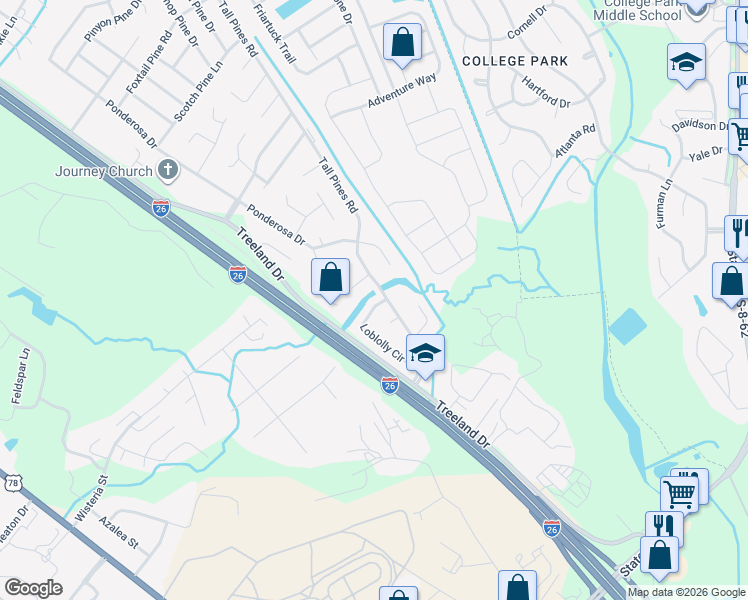 map of restaurants, bars, coffee shops, grocery stores, and more near 234 Loblolly Circle in Ladson