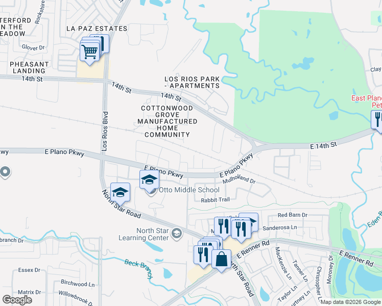 map of restaurants, bars, coffee shops, grocery stores, and more near 936 Brookville Court in Plano