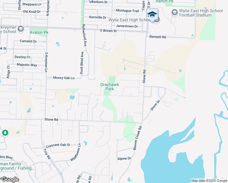 map of restaurants, bars, coffee shops, grocery stores, and more near 2401 Ray Roberts Dr in Wylie