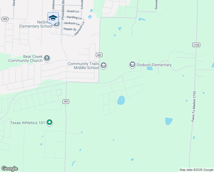 map of restaurants, bars, coffee shops, grocery stores, and more near 10694 County Road 483 in Lavon