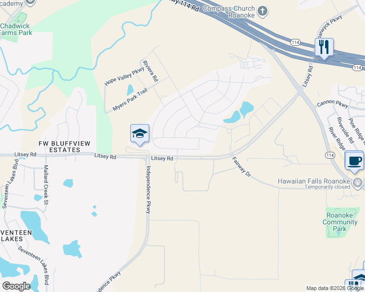 map of restaurants, bars, coffee shops, grocery stores, and more near 928 Highpoint Way in Roanoke