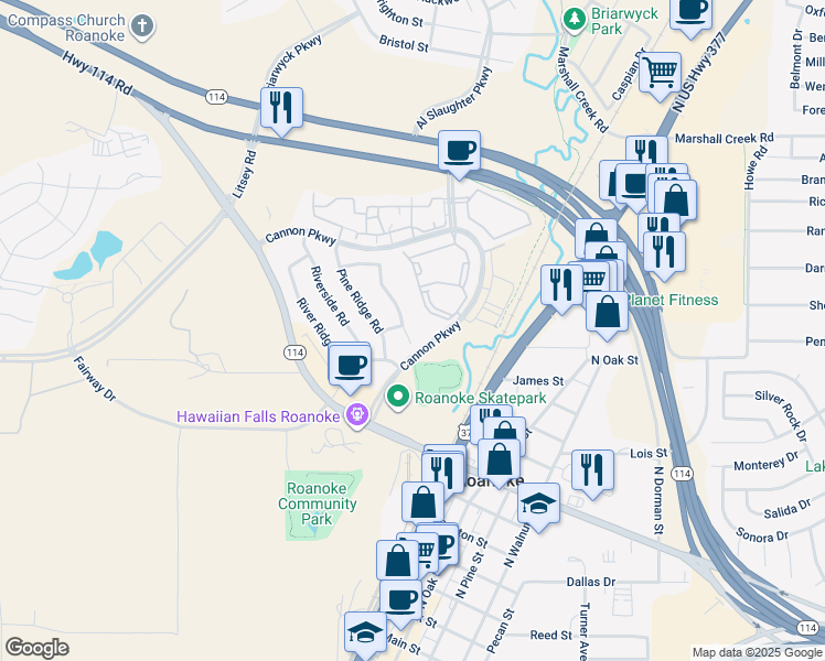 map of restaurants, bars, coffee shops, grocery stores, and more near 1112 Indian Trail Road in Roanoke