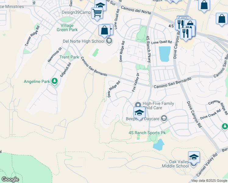 map of restaurants, bars, coffee shops, grocery stores, and more near 9728 Wren Bluff Drive in San Diego