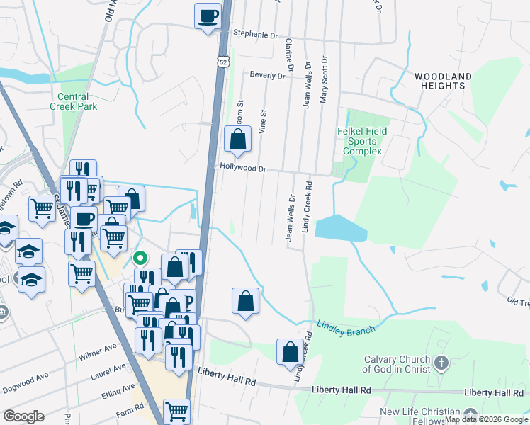 map of restaurants, bars, coffee shops, grocery stores, and more near 120 Kathryn Dr in Goose Creek