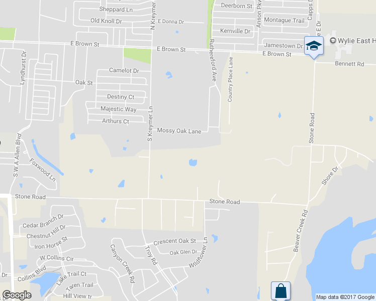 map of restaurants, bars, coffee shops, grocery stores, and more near 1030 South Kreymer Lane in Wylie