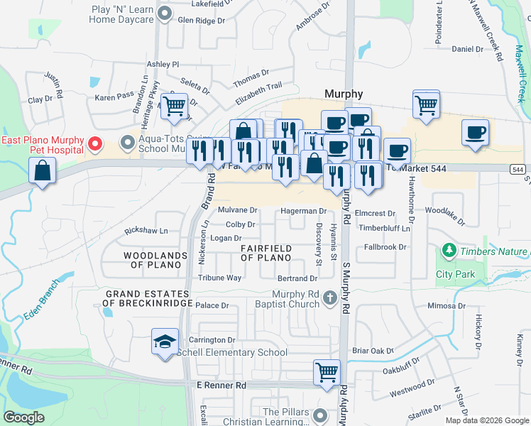 map of restaurants, bars, coffee shops, grocery stores, and more near 1140 Pleasanton Drive in Plano