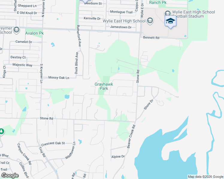 map of restaurants, bars, coffee shops, grocery stores, and more near 2405 Lake Fork Drive in Wylie