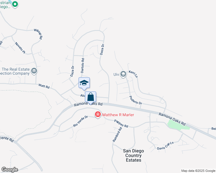 map of restaurants, bars, coffee shops, grocery stores, and more near 16839 Daza Drive in Ramona