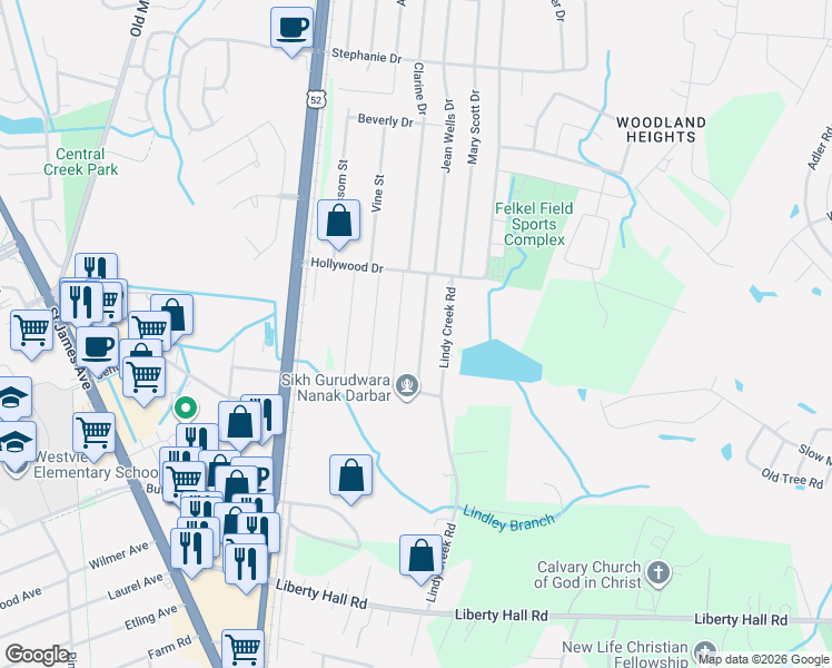 map of restaurants, bars, coffee shops, grocery stores, and more near 121 Jean Wells Drive in Goose Creek