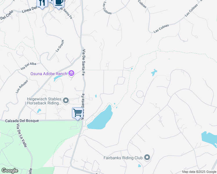 map of restaurants, bars, coffee shops, grocery stores, and more near 16401 Calle Feliz in Rancho Santa Fe