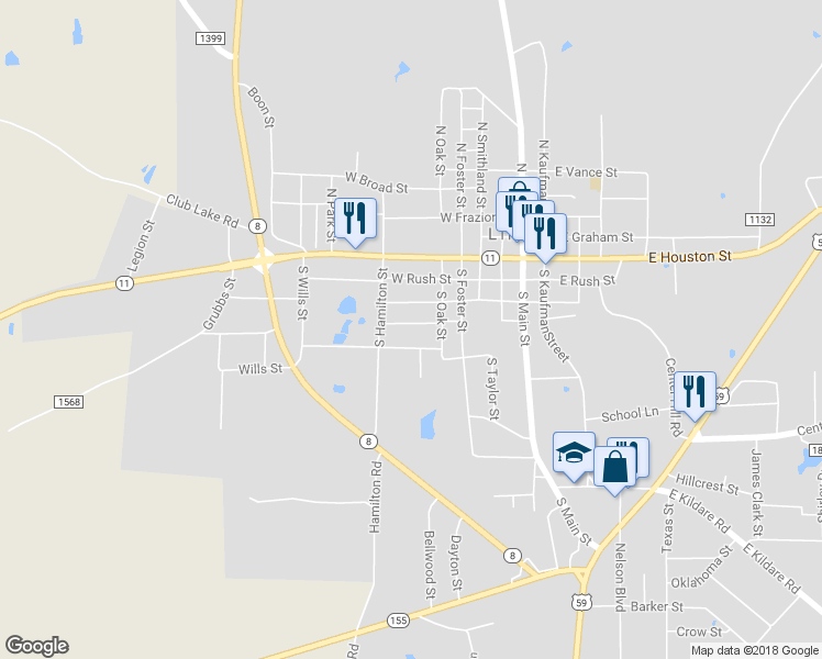 map of restaurants, bars, coffee shops, grocery stores, and more near 515 Denson Street in Linden