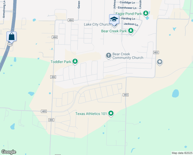map of restaurants, bars, coffee shops, grocery stores, and more near 11272 County Road 483 in Lavon