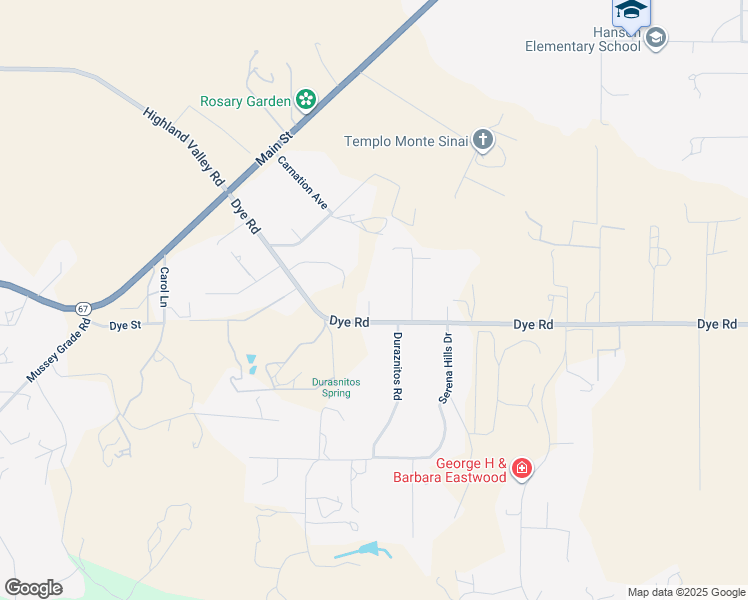 map of restaurants, bars, coffee shops, grocery stores, and more near 3109 Dye Road in Ramona