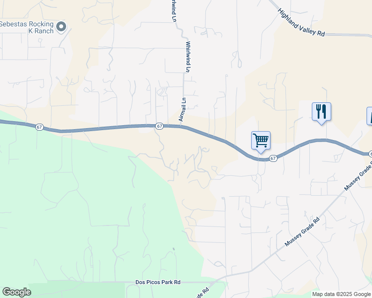 map of restaurants, bars, coffee shops, grocery stores, and more near 17435 Rancho De Oro Drive in Ramona