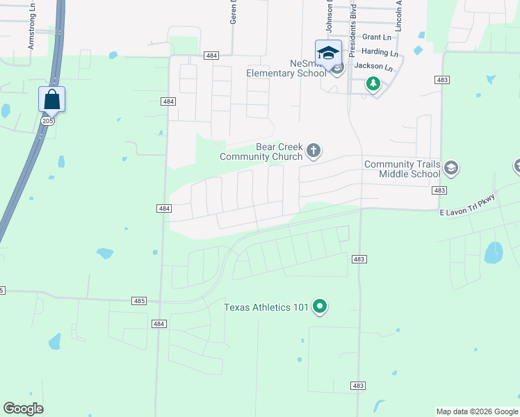 map of restaurants, bars, coffee shops, grocery stores, and more near 10865 Co Road 484 in Lavon