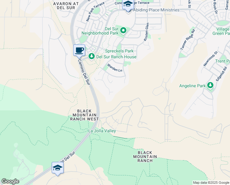 map of restaurants, bars, coffee shops, grocery stores, and more near 8500 Lower Scarborough Court in San Diego