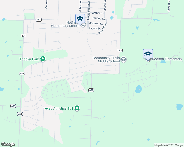 map of restaurants, bars, coffee shops, grocery stores, and more near 10960 County Road 483 in Lavon