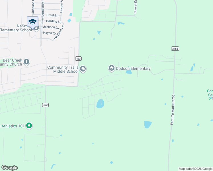 map of restaurants, bars, coffee shops, grocery stores, and more near 10719 County Road 483 in Lavon