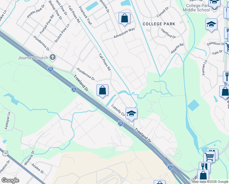 map of restaurants, bars, coffee shops, grocery stores, and more near 234 Loblolly Circle in Ladson